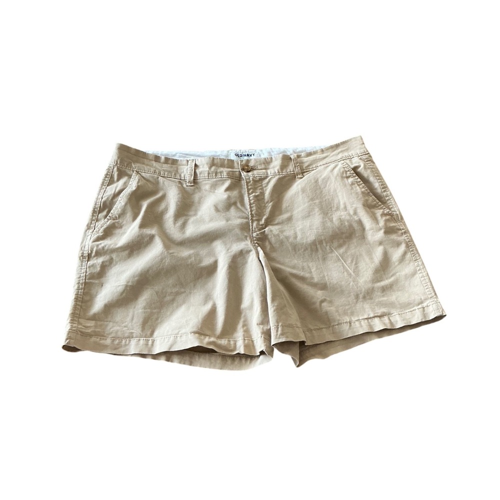 Old Navy Womens Khaki Tan Everyday Chino Shorts Size 14 Regular Standard Stretch